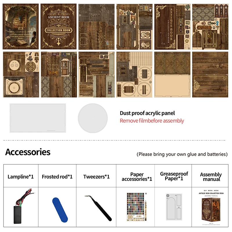 Kits de figurines miniatures en bois pour maison de poupée DIY, création de niche à livres, maison miniature DIY et kit de maison de poupée avec décorations festives