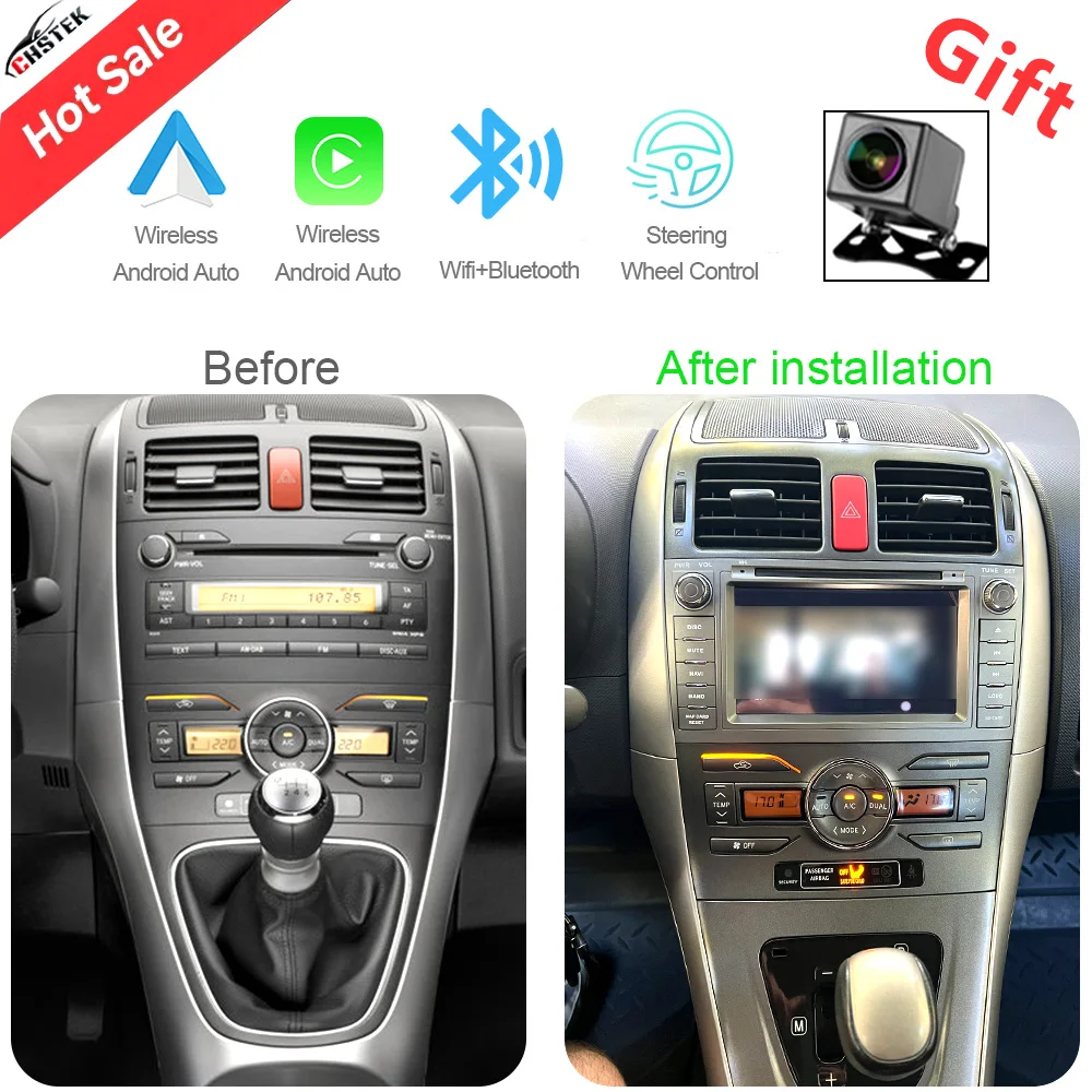 CHSTEK Android Auto Radio Für Toyota Auris E150 Corolla Levin 2006 2007-2012 Carplay Multimedia Stereo Navi GPS WIFI BT Kopf Einheit
