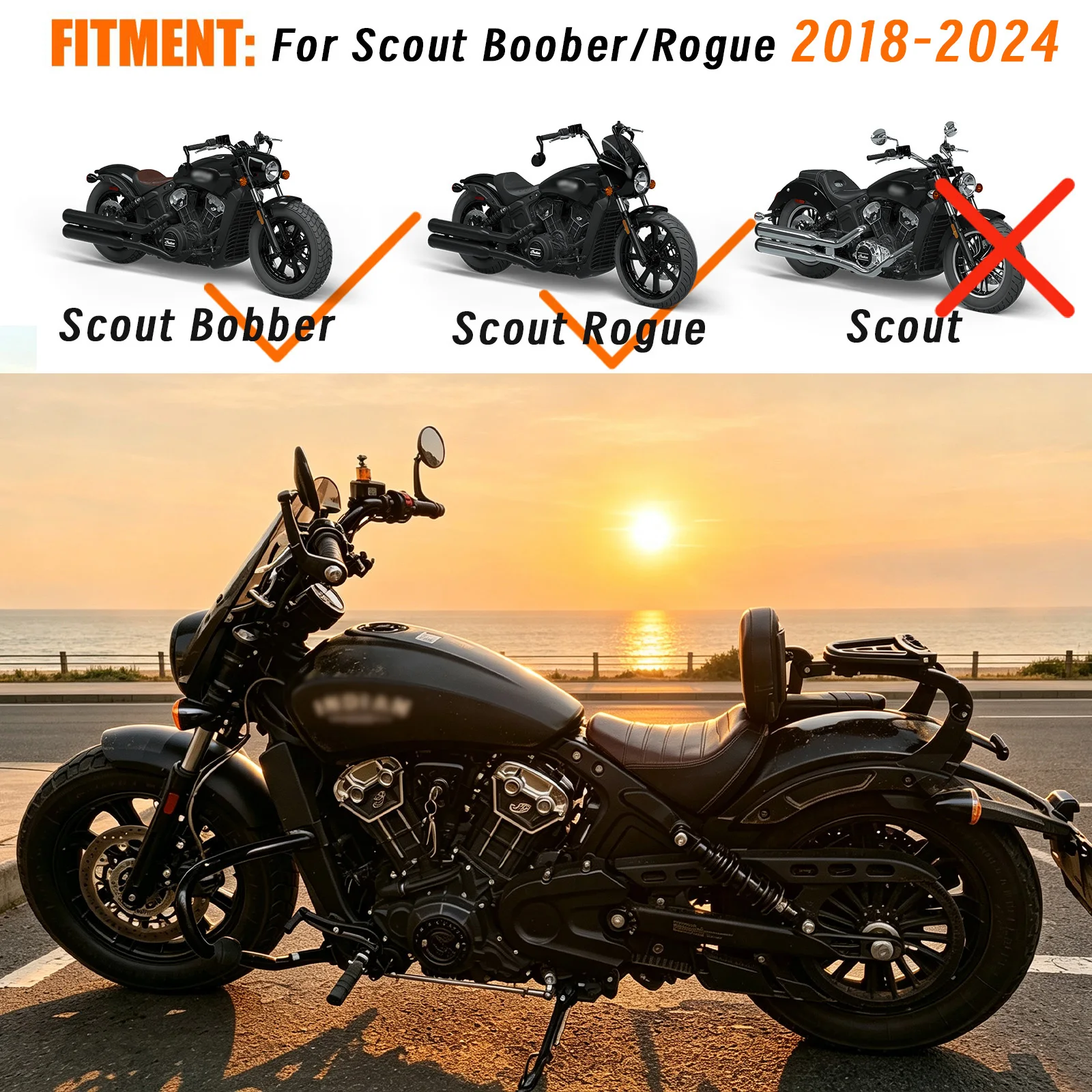 Multi Purpose Rider Driver Passenger Backrest Sissy Bar For Indian Scout Bobber 2018-2024 Rogue Twenty Sixty Sissybar