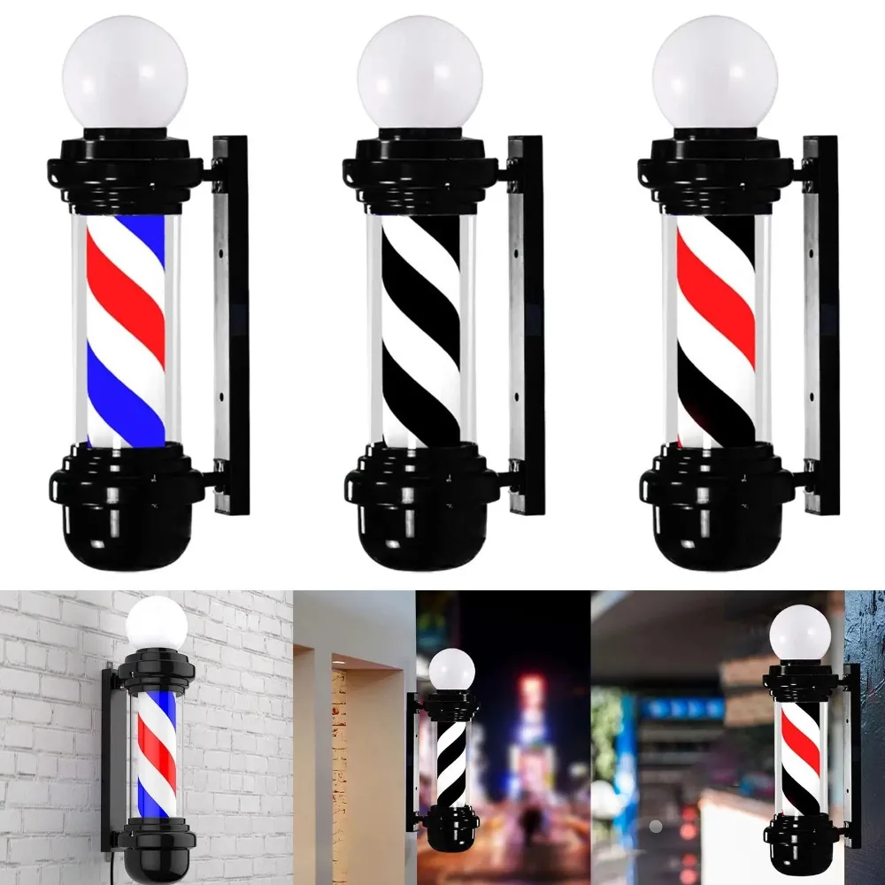 

26.8 inch Barber Pole Light Signs Rotating Light Fixture Wall Mounted Retro Design Salon Rotating Light for Salon Outdoor