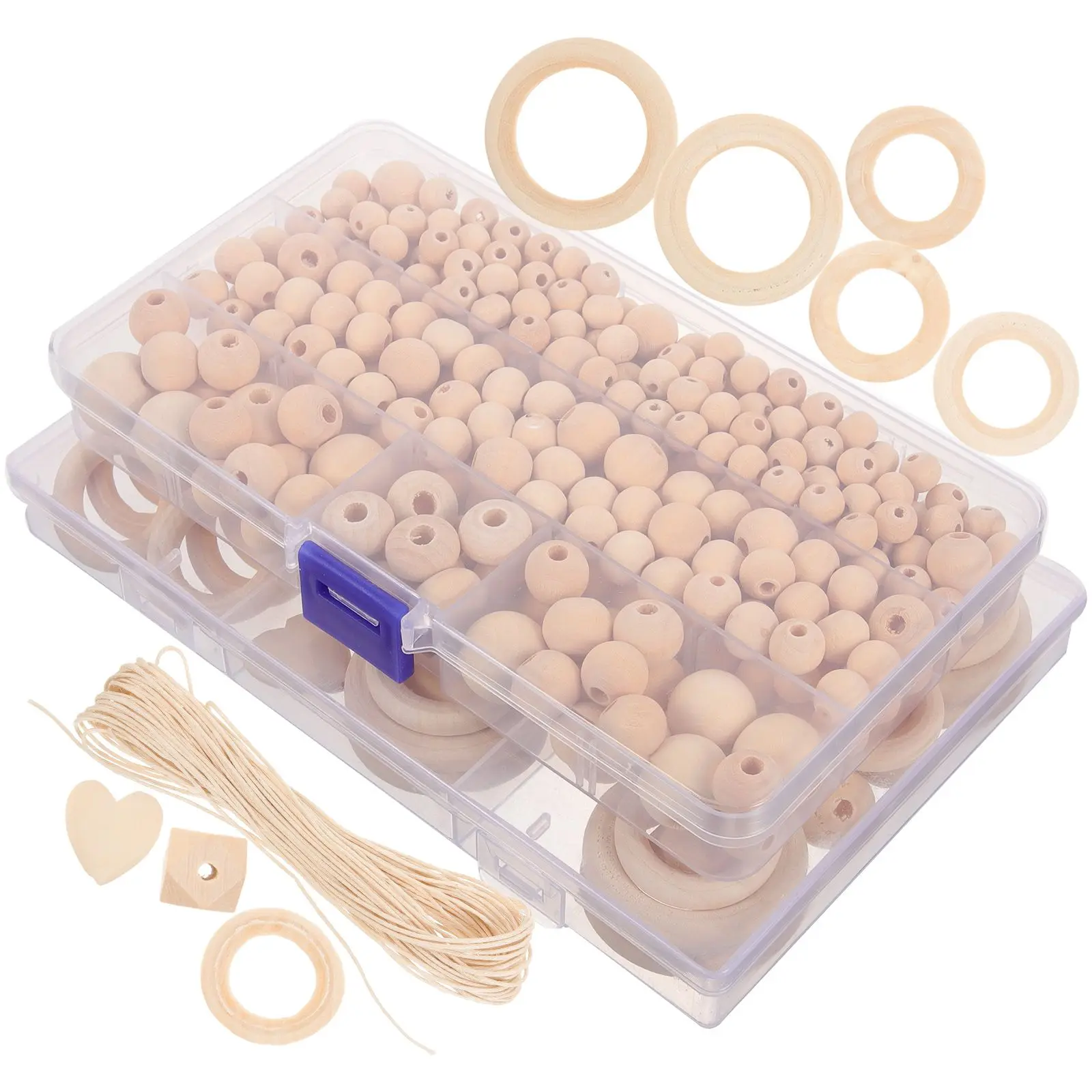 

Wooden Beads Crafts 2 Boxes Round Wood Bead Loose DIY Decorative Shaped Home Decorative Beads Accessories