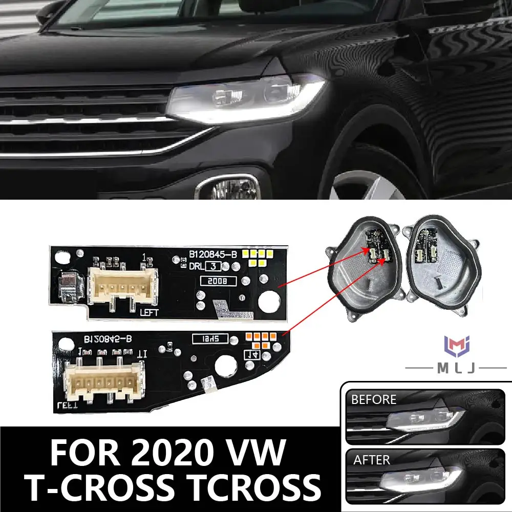 

White Daylight Boards LED Headlight L&R Turn Signal Module New For VW T-CROSS Tcross B120845-B B120846-B 2GM.998.478 2GM.998.479