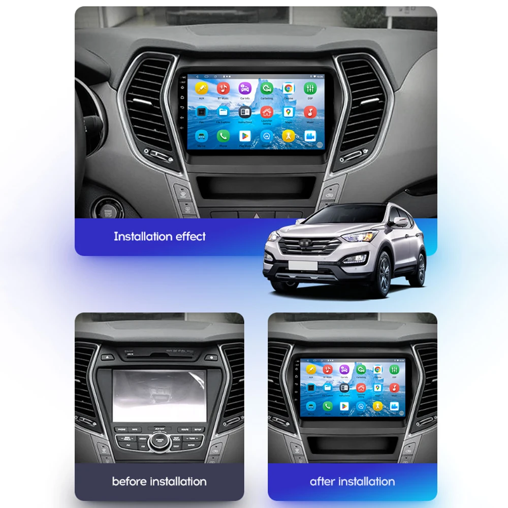 PEERCE Car Radio Video Multimedia Player For Hyundai Santa Fe 3 2013-2016 Head Unit GPS Navigation Carplay Android Auto