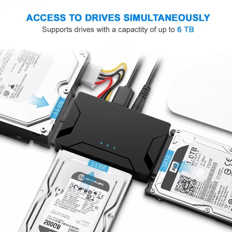 

Адаптер жесткого диска USB 3.0 к SATA IDE 2,5/3,5-дюймовый HDD SSD Оптический накопитель Преобразователь передачи данных для ноутбука Настольный жесткий диск