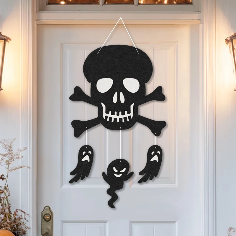 ملصقات باب الهالوين الخارجية على شكل جمجمة اليقطين شبح العنكبوت خلفية جدار الديكور كرنفال تخطيط الحفلات الليلية #3