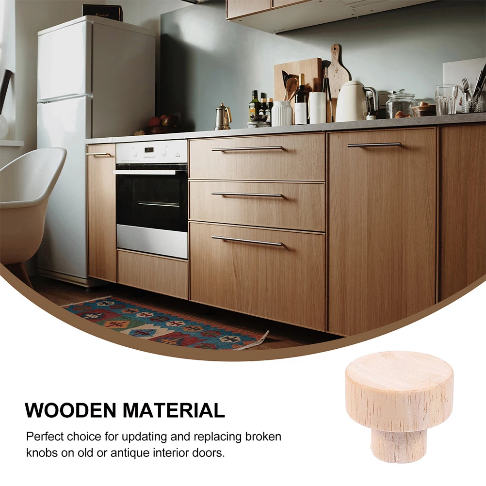 

20pcs Wood Handles 35mm Diameter Round Knobs Original Color Pulls for Cabinet Desk Drawer Wardrobe Furniture Hardware