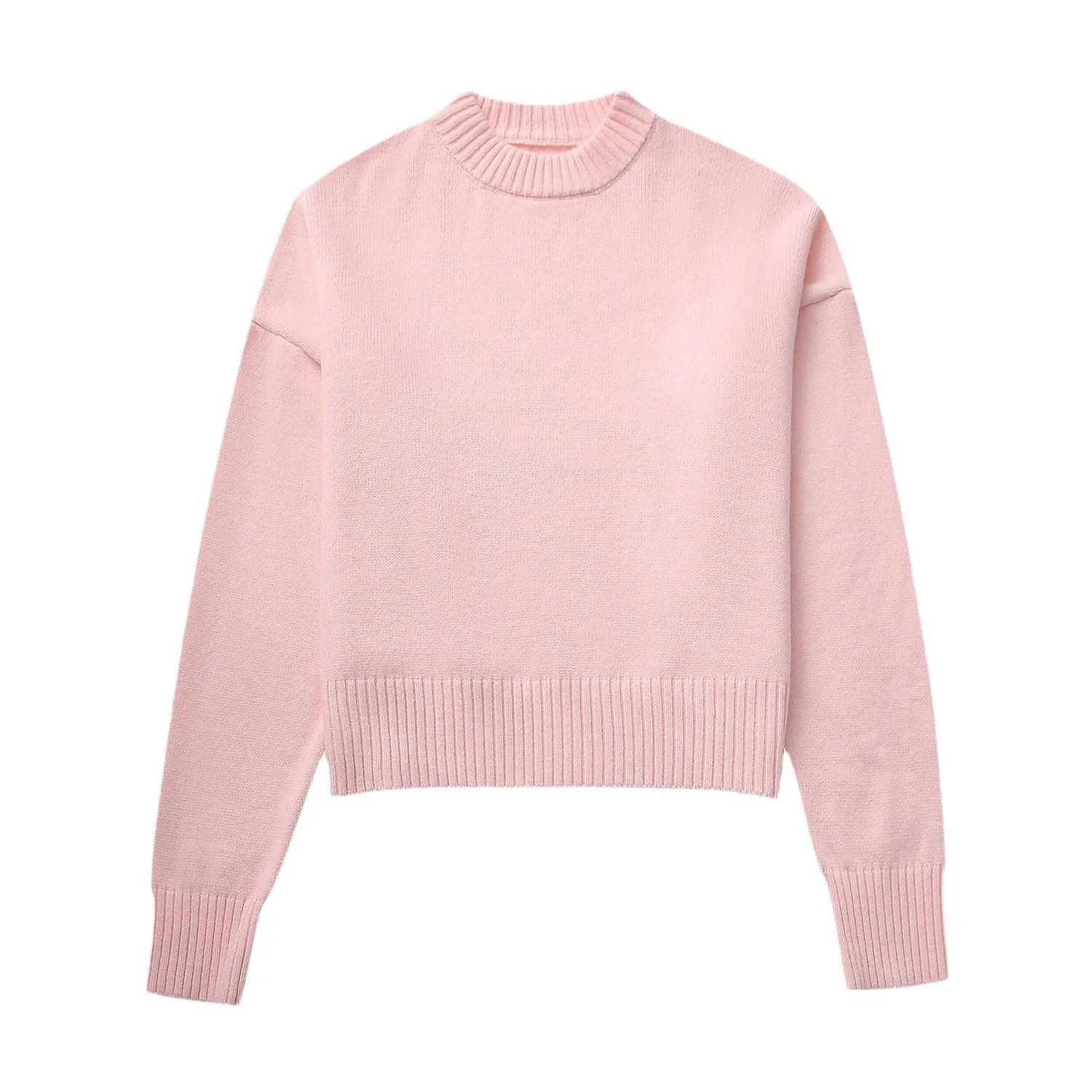 Women Long Sleeve Round Neck Solid Sweaters Autumn Streetwear Knit Basic Pullover Knitwear Loose Elegant  Female Tops