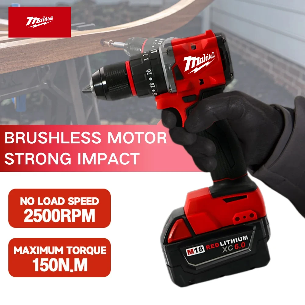 18V Small Electric Drill 150N.m brushless Cordless Impact Drill of Decoration Team Uses Milwaukee Battery Power Tool image 3