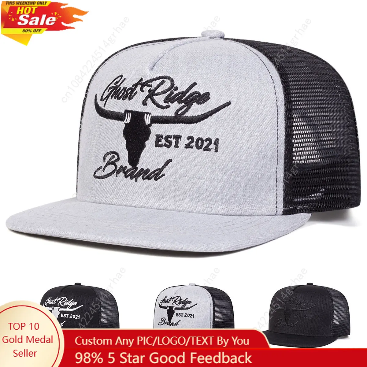 

Unisex Bullhead Letter Embroidery Hip-hop Net Hats Spring Summer Outdoor Adjustable Casual Baseball Caps Sunscreen Hat