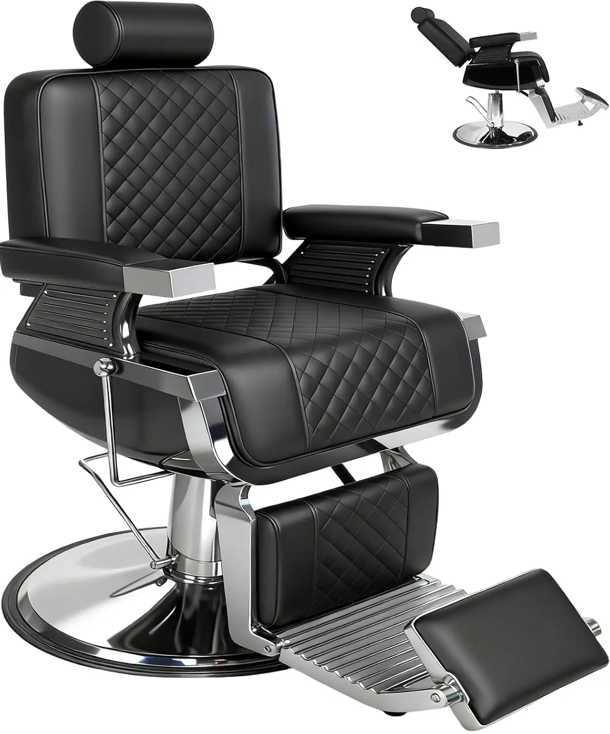 Vintage Barber Chair for Barbershop, Reclining Heavy-Duty Hydraulic All-Purpose Salon Chair, 360 Swvivel Adjustable, Customized