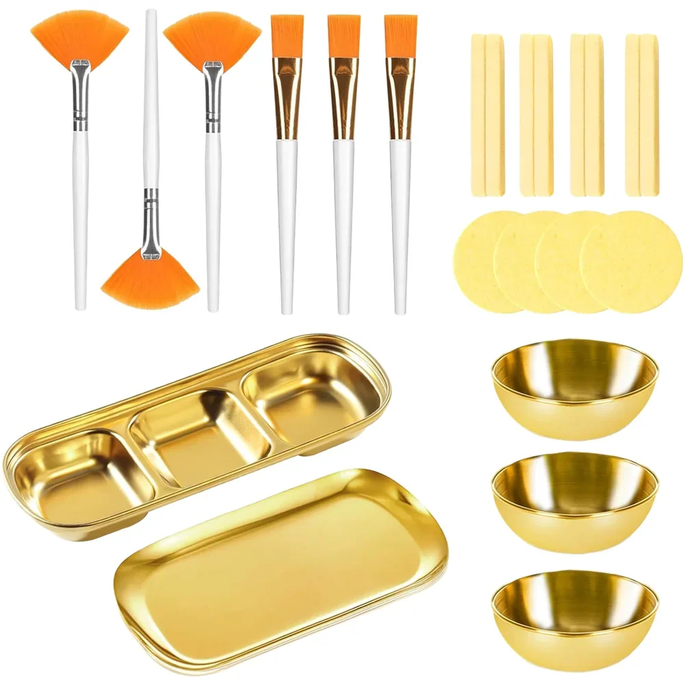 For Spa Treatments Facial Bowl Set 3-Compartment Tray Skincare Easy To Clean Metal Mixing And Application Tools