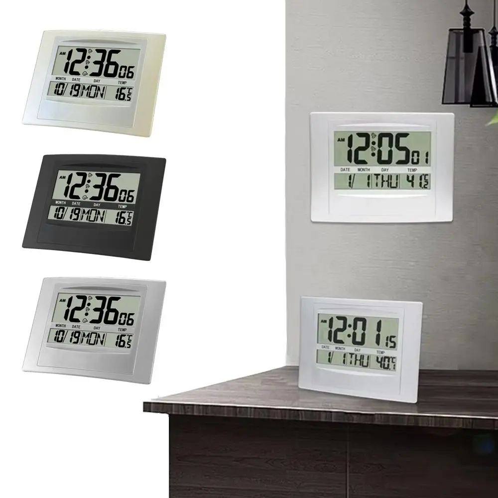 Large Display Digital Wall Clock TEMP Display Week Display Table Clock Date Display 2 Alarms Bedside Clock
