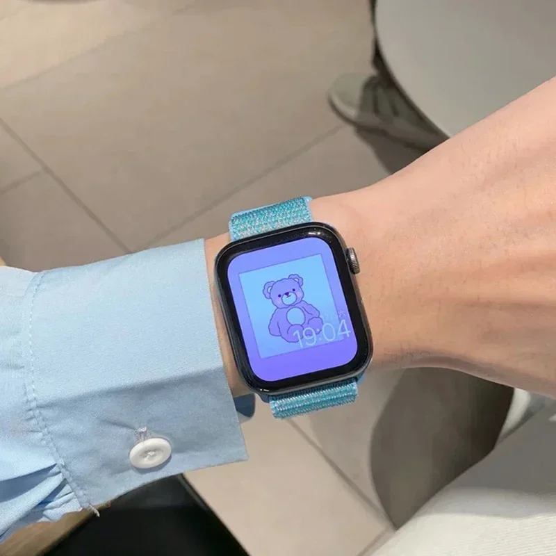 Nylon Loop for Apple Watch Band 44mm 40mm 45mm 41mm 38mm 42mm 46mm Bracelet IWatch series Ultra 2 49mm 10/9/8/7/6/SE/5/4 Strap