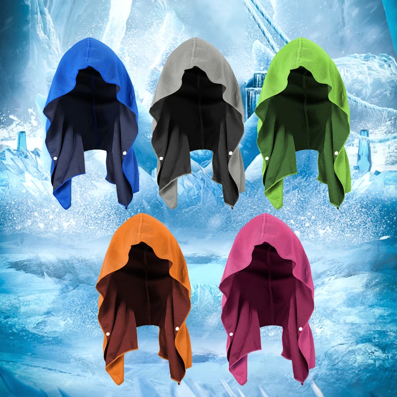 Cooling Hoodie Towel- Hood Towel, Evaporative Cool Technology, Cools Instantly When Wet, , Great for Sports, Fitness, Gym