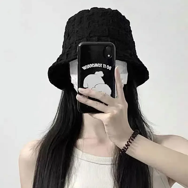 قبعة دلو نسائية أنيقة خفيفة الوزن لصيد الأسماك على الشاطئ، قبعات دلو من قماش الجاكار القطني للإجازات للنساء