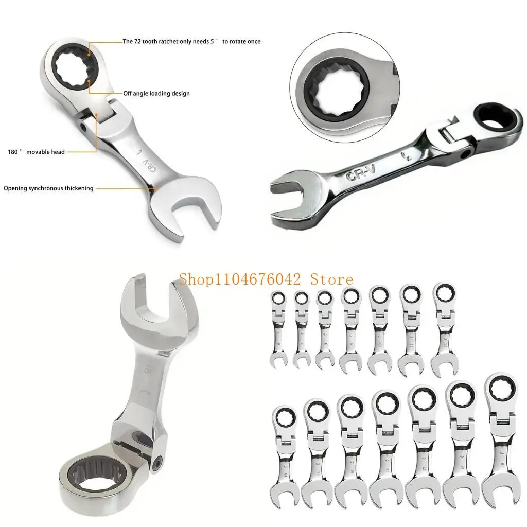 

5asd Practical 180°Flexible Head Ratcheting Wrench Ratcheting Box Wrench Tool