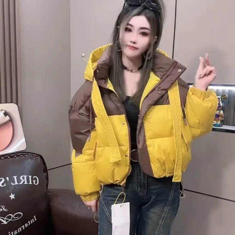 Women's Winter Cotton Coat Top Coat Splicing Short Thickened Leisure Loose Fashion Design Premium Comfortable Versatile Trend