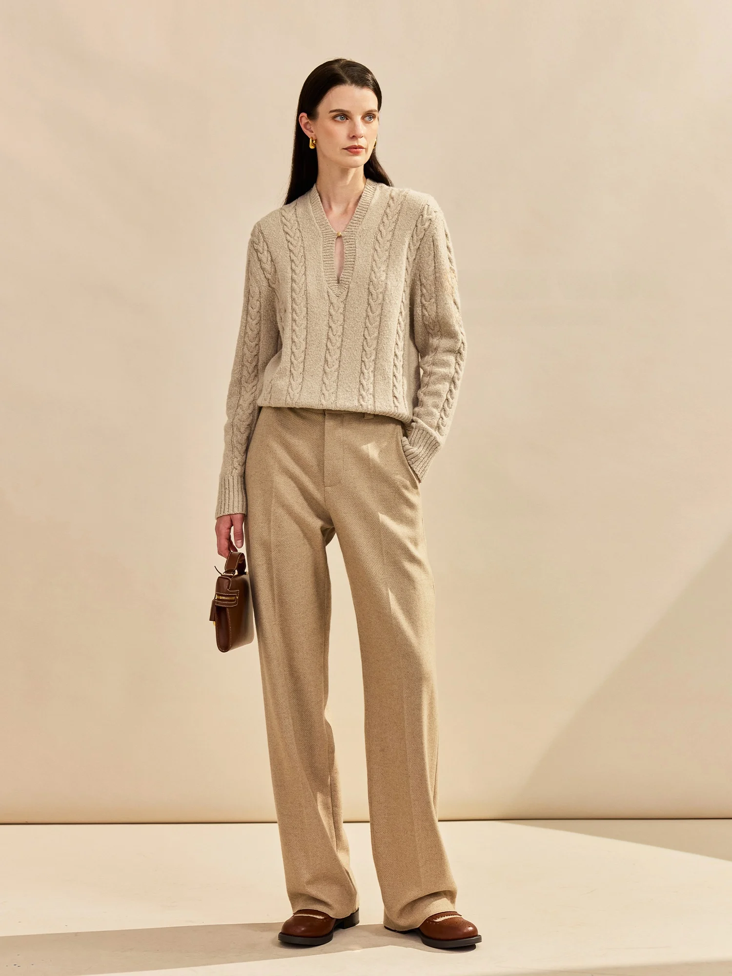 

Шелковые шерстяные брюки Colin Wang прямого кроя, элегантные, стройнящие, для офиса, из качественной ткани, женские, формальные, премиум-бренд