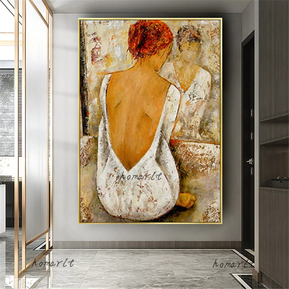 

100% Handmade Oil Painting New Europe Figure Canvas Poster Sexy Women Wall Art Picture For Living Room Bedroom Decor Mural Gift