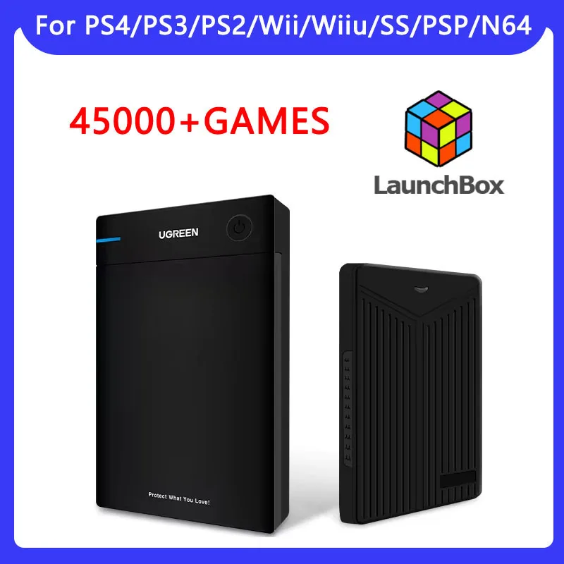 Launchbox External Game Hard Drive Disk With 45000+ Retro Games For PS4/PS3/PS2/Wii/Wiiu/SS/PSP/N64 Portable HDD For Windows PC