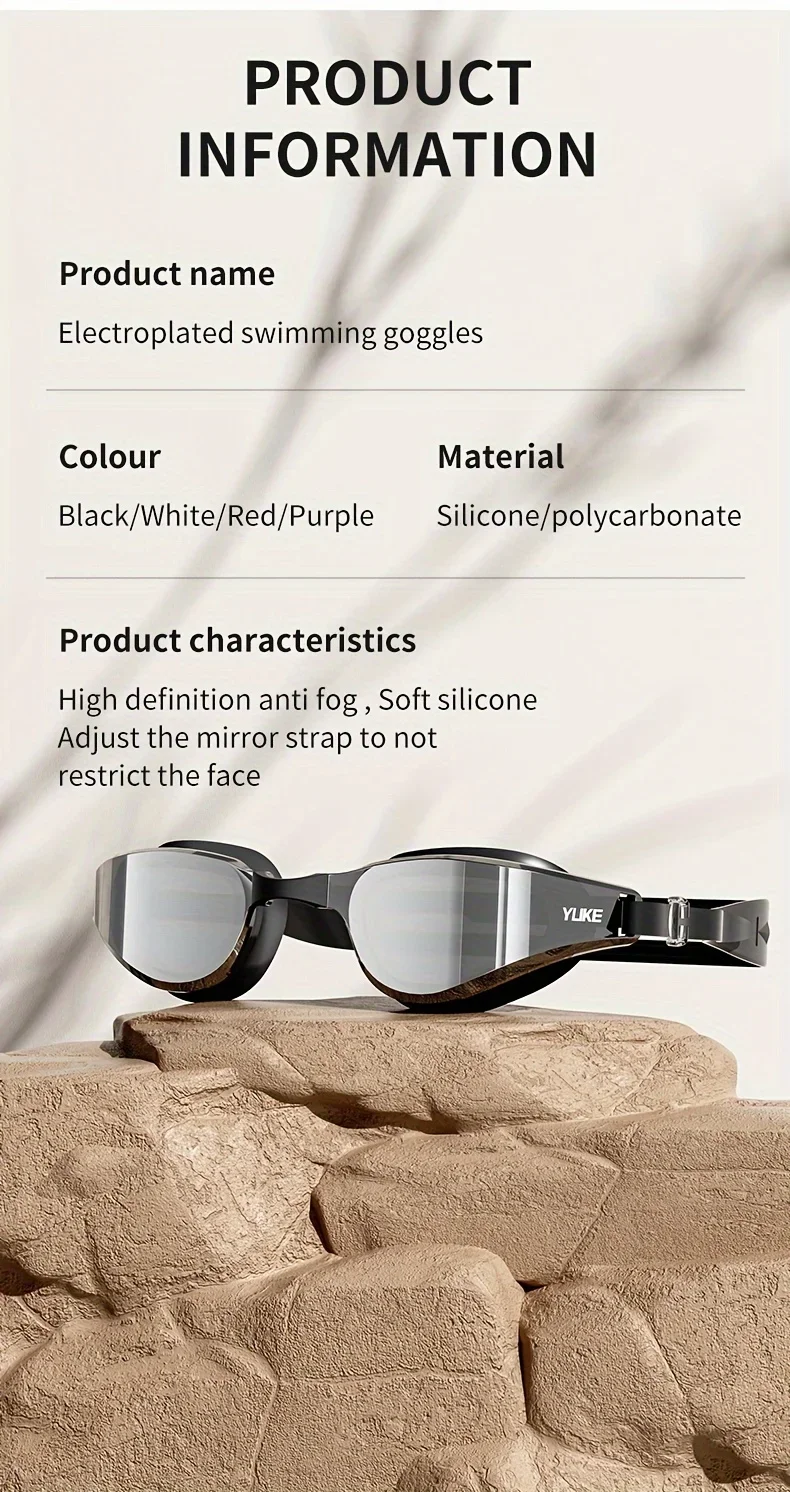 2025 Professionelle Anti-Fog-Beschichtung HD-Schwimmbrille, auslaufsichere Schutzbrille für Männer und Frauen, verstellbare Silikon-Schwimmbrille – Detail 10