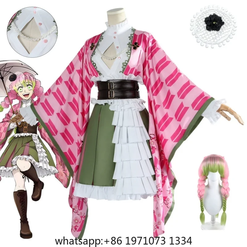 Anime New Fashion Kanroji Mitsuri Cosplay Costume Pink anniversary Dress Outfits Halloween Carnival Party Disguise Women Suits