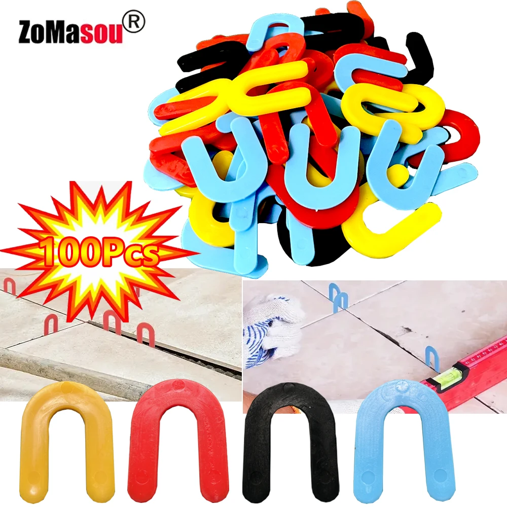 100Pcs Reusable Plastic Shims Horseshoe U Shaped Tile Spacers Ceramic Leveling System for Leveling Floor Wall Tile Gap Tools