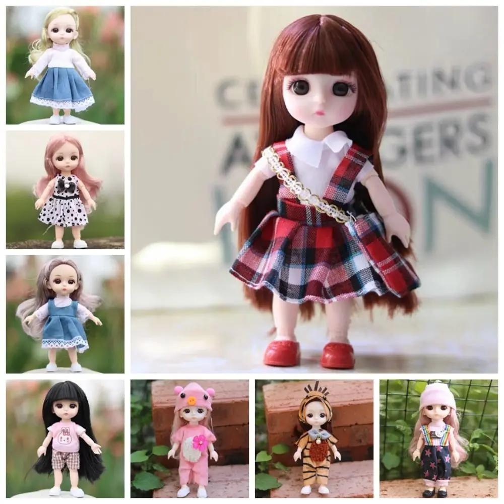 

1/12 BJD BJD Doll with Clothes with Clothes Blue Eyes Mini Girl Doll with Clothes with Shoes 13 Movable Joints
