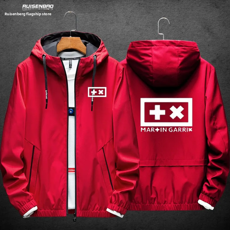 

Gx DJ Music Trendy Hooded Jaet Sweatirt Polyester Fabric Zipper Closure Long Sve Loose Fit Youth Faion