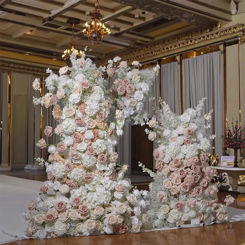 

Wholesale Wedding Arch Flower Arrangement Artificial Floral Arch Background Blush White Pink Flower Row