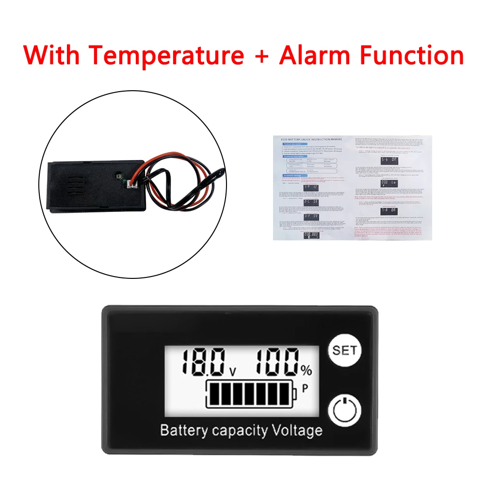 12V 24V 48V 72V Digitaler Batteriekapazitätsanzeiger DC 8V-100V Blei-Säure Lithium LiFePO4 Auto Motorrad Voltmeter Spannungsmesser – Detail 6
