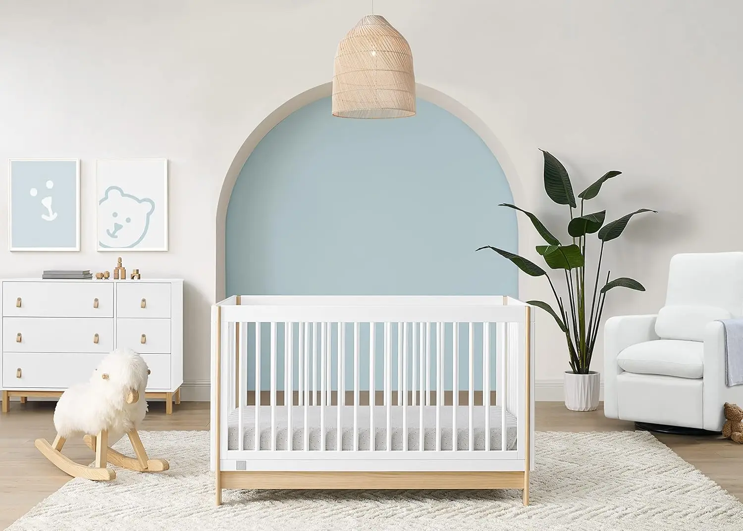 babyGap Tate 4-in-1 Convertible Crib - Greenguard Gold Certified, Bianca White/Natural