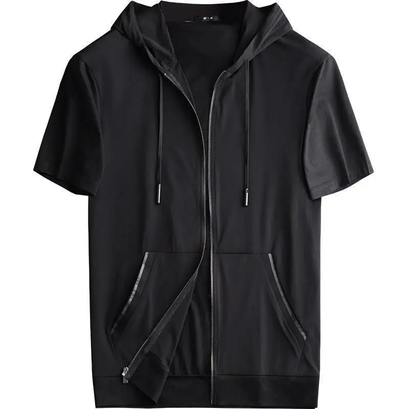 2024 New Summer Casual Loose and Simple Solid Color Quick Drying Breathable Fashion Versatile Short Sleeved Zippered Hoodie