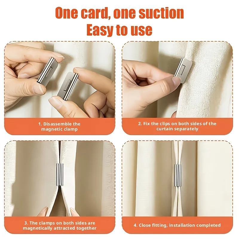 Strong Magnetic Curtain Clips Nail Free Blackout Closure Clips Keep Curtain Closed Prevent Light Leaking For Bedroom Office