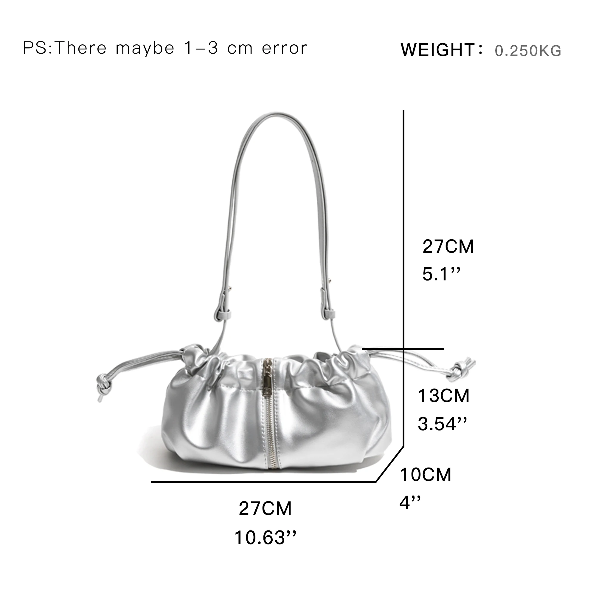 MABULA PU Leather Pleated Tote Bag Ladies Small Hobos Adjustable Strap Drawstring Simple Shoulder Bag Phone Purse Zipper Satchel