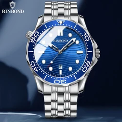 BINBOND B2820 New Fashion Ultra-thin Sea Horse Series Quartz Mens Watches 30M Waterproof Luminous Sports Casual Men Watches