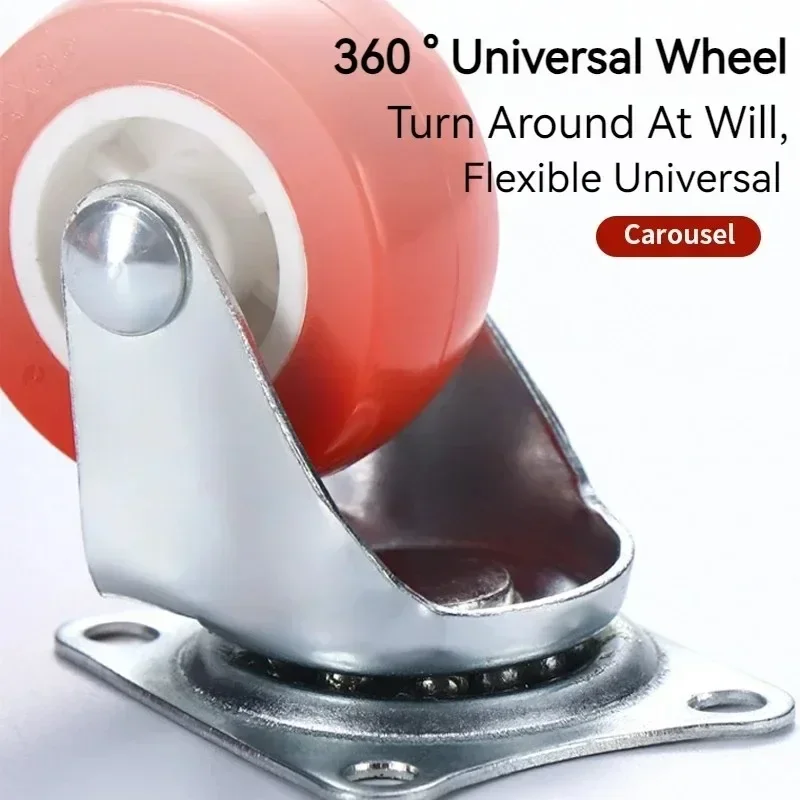 360 Degree Rotating Casters 4/8 Pieces 1.5 Inch Red Silent Casters Trolley Wheels Wear-resistant Universal Heavy-duty Casters In