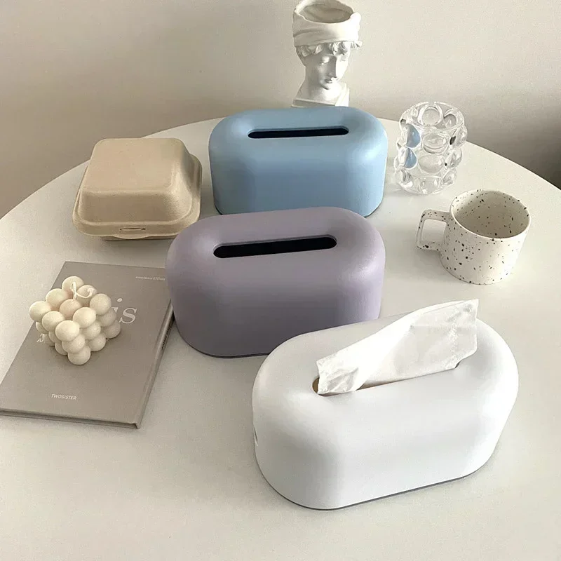 Ins White Plastic Tissue Box Table Organizer Kitchen Bedroom Storage Box Living Room Drawer Office Removable Paper Tissue Box