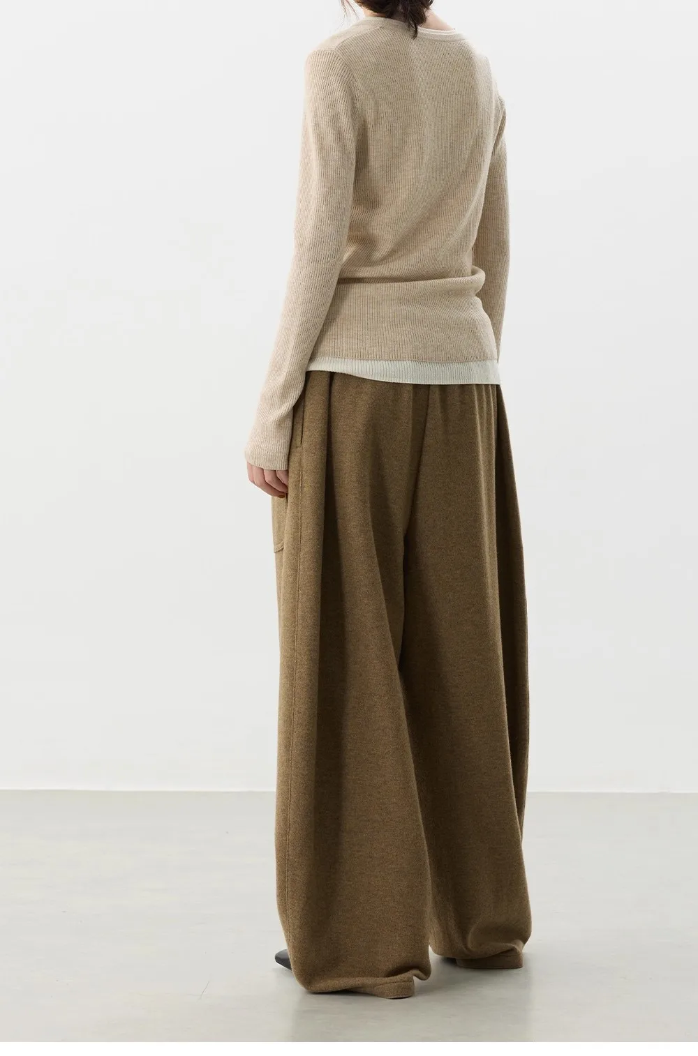 Curved Hem Pants~Wool Elastic Waist Wide-Leg Casual Pants for Women, 2025 Winter Fashionable Thickened Floor-Length Pants
