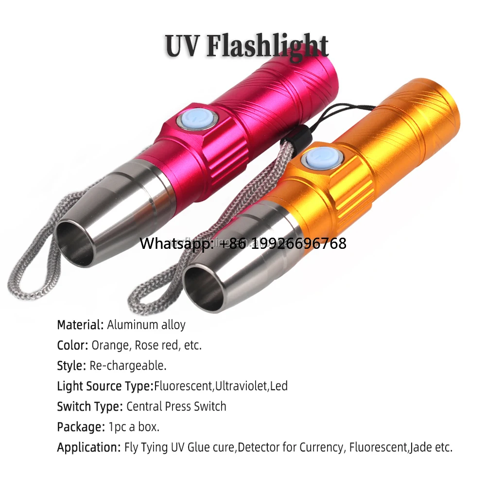 

Fly Fishing Aluminum Portable UV Flashlight USB Rechargeable Torch for Nymph Glue Cure Light Fly Tying Tools manufacturer