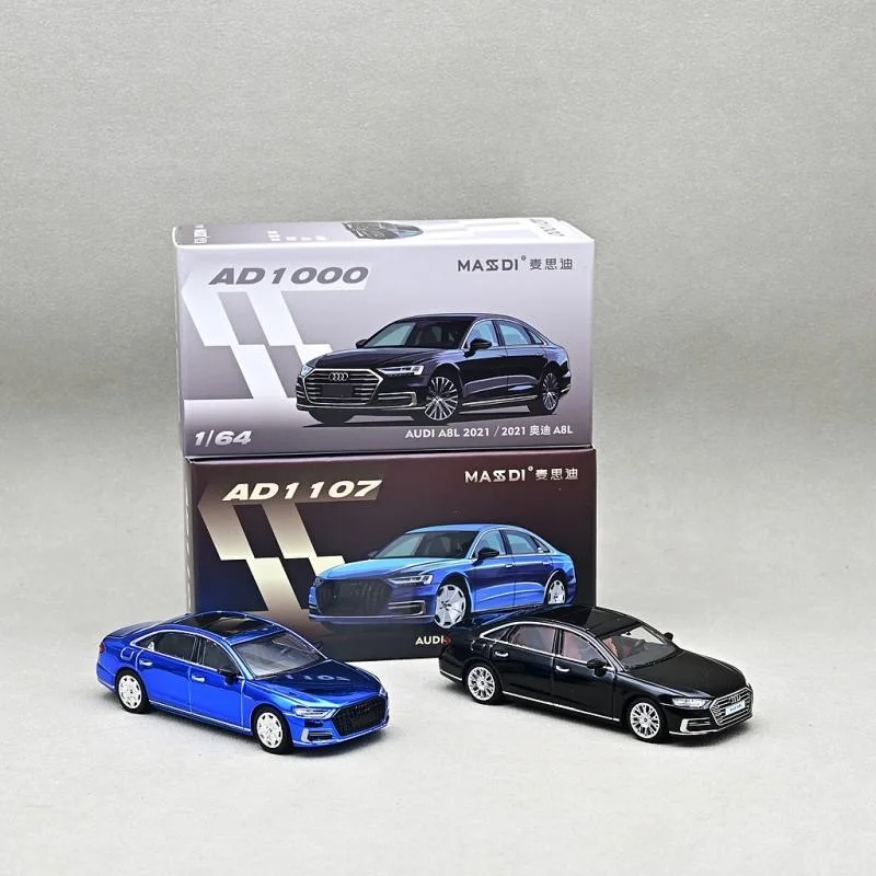 MASDI 1/64 Audi A8L D5 galwanizowany model ze stopu niebieskiego