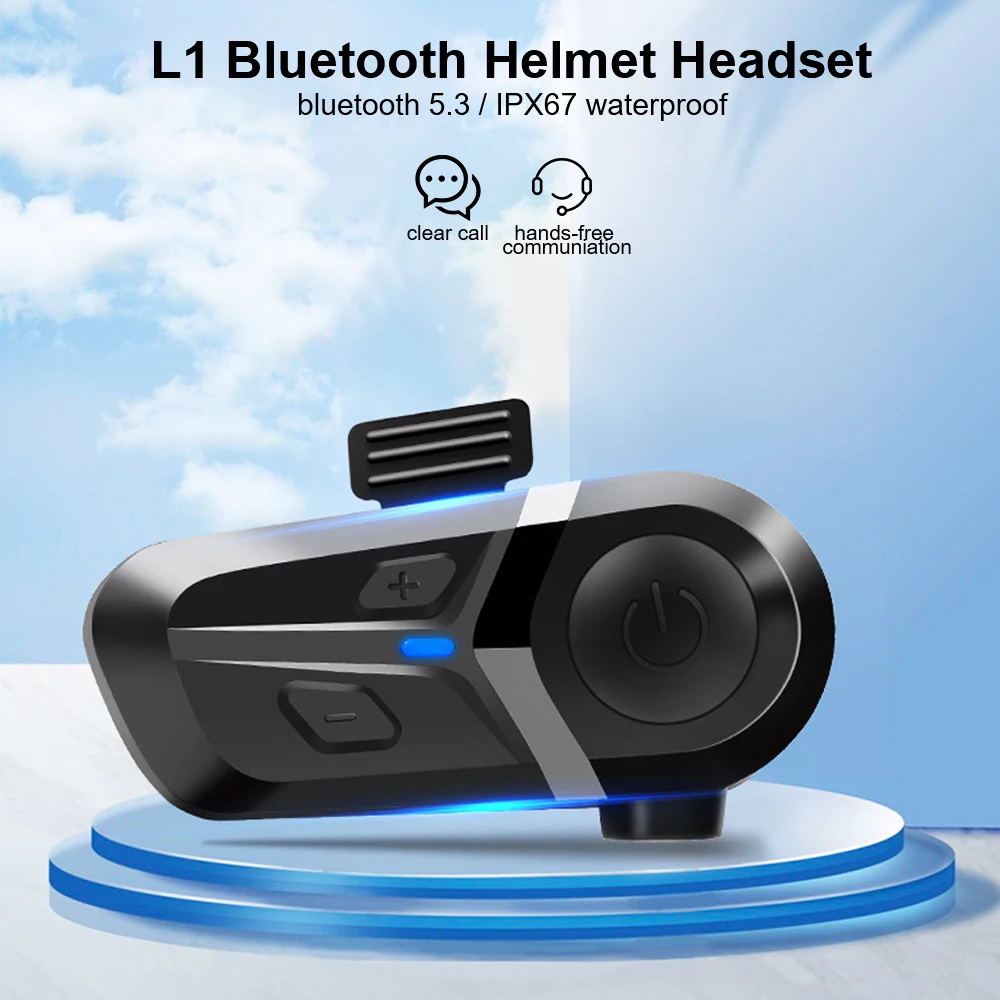 Waterproof Support 2 Phones Connection Bluetooth 5.3 Headset Soft/Hard Microphone Motorcycle Helmet Earphone Wireless L1