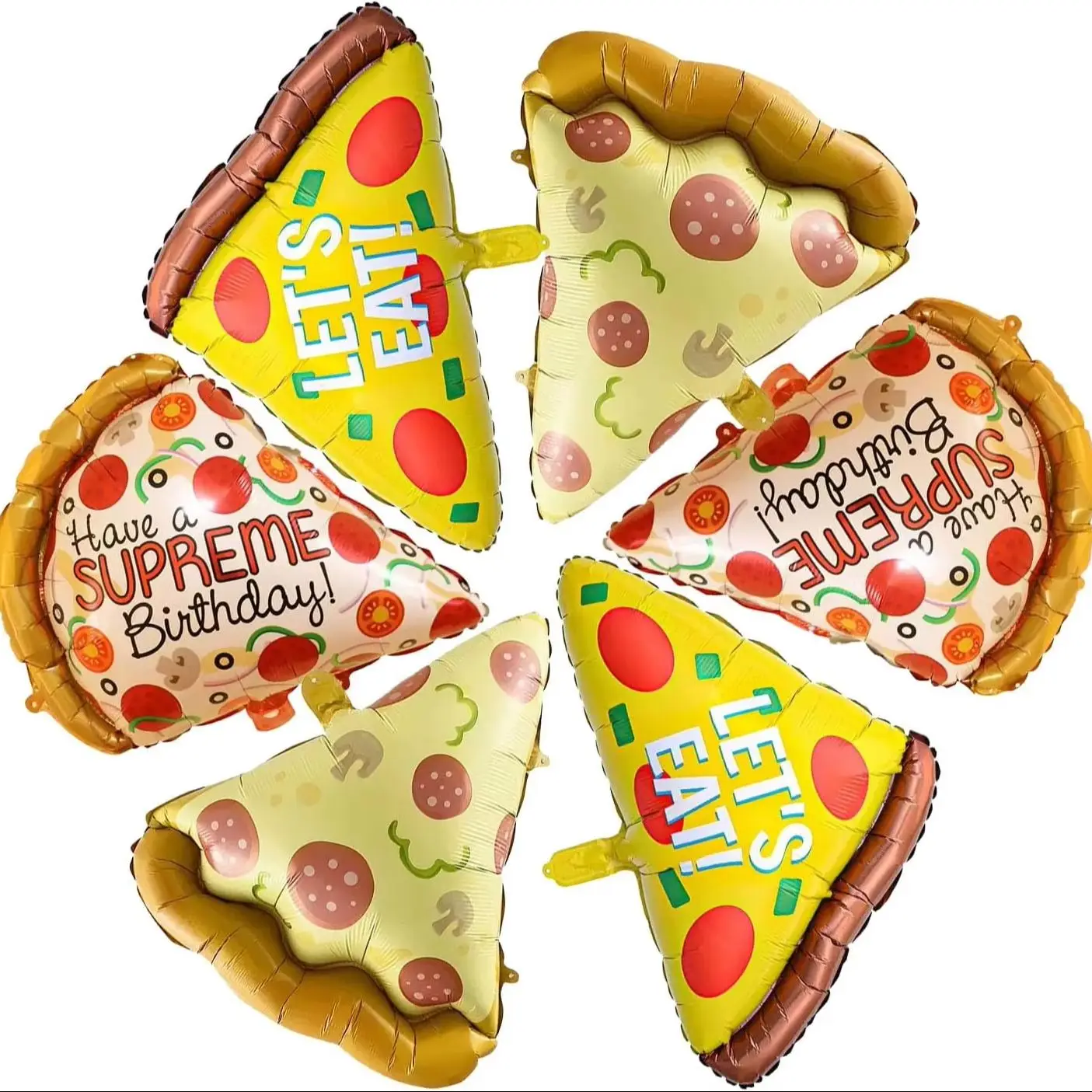 Set de 3/6 Globos de Mylar con Forma de Pizza, Globos de Aluminio para Decoración de Fiestas de Cumpleaños Infantiles, Baby Shower, Barbacoa de Verano, Picnic