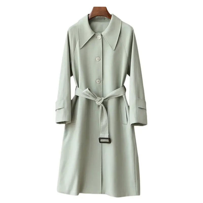 

2023 весна и осень, новый стиль, повседневная ветровка, пальто для женщин, длинный стильный облегающий плащ с завязками