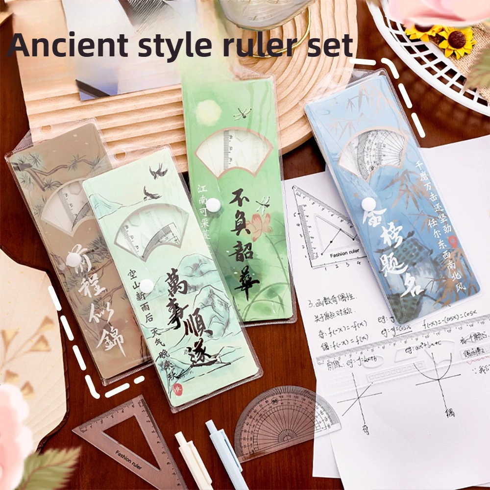 

12 Sets of Chinese Style Inspirational Text Ruler Student Stationery Reward Small Gifts Straight Ruler Drafting Supplies
