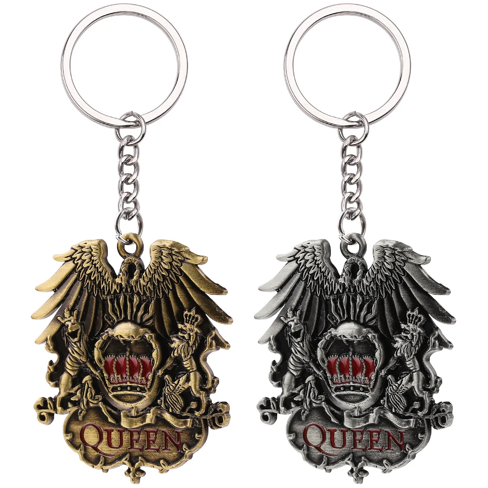 Queen Band Medal Keychain Cool Retro Rock Band Lion Eagle Specjalny brelok do kluczy dla mężczyzn Kobiety Fani Plecak Portfel Wisząca biżuteria