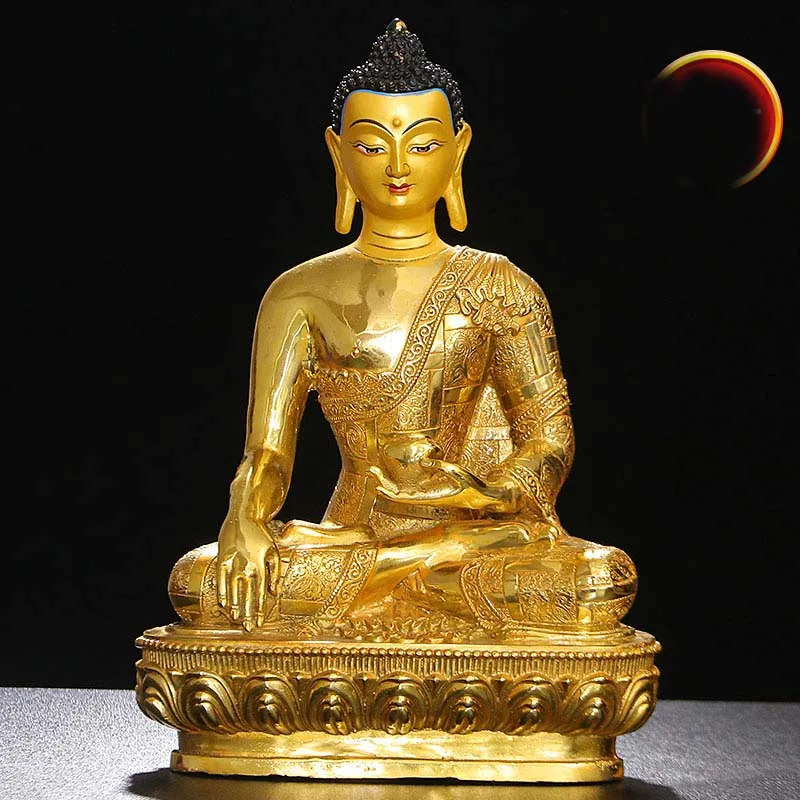 30cm large Buddhist supplies good Temple buddha statue Buddhism Sakyamuni all-powerful buddha Gold plating copper  buddha statue