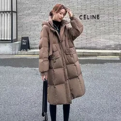 Mid-length Down cotton women Padded Jacket for Women 2024 Winter Korean Version of Fashion Thickened Hooded Coat Mid-length Coat