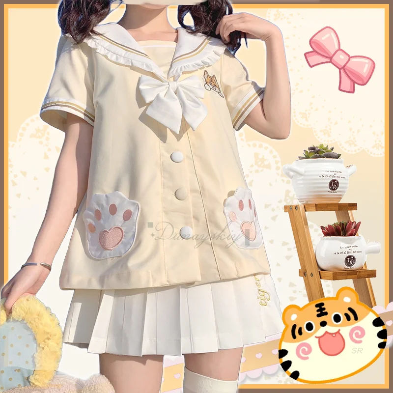 uniforme-scolaire-d'ete-jk-costume-de-marin-imprime-tigre-mignon-haut-jupe-et-nœud-papillon-tenue-adorable-y2k-pour-filles-et-femmes-halloween-nouvelle-collection-2025