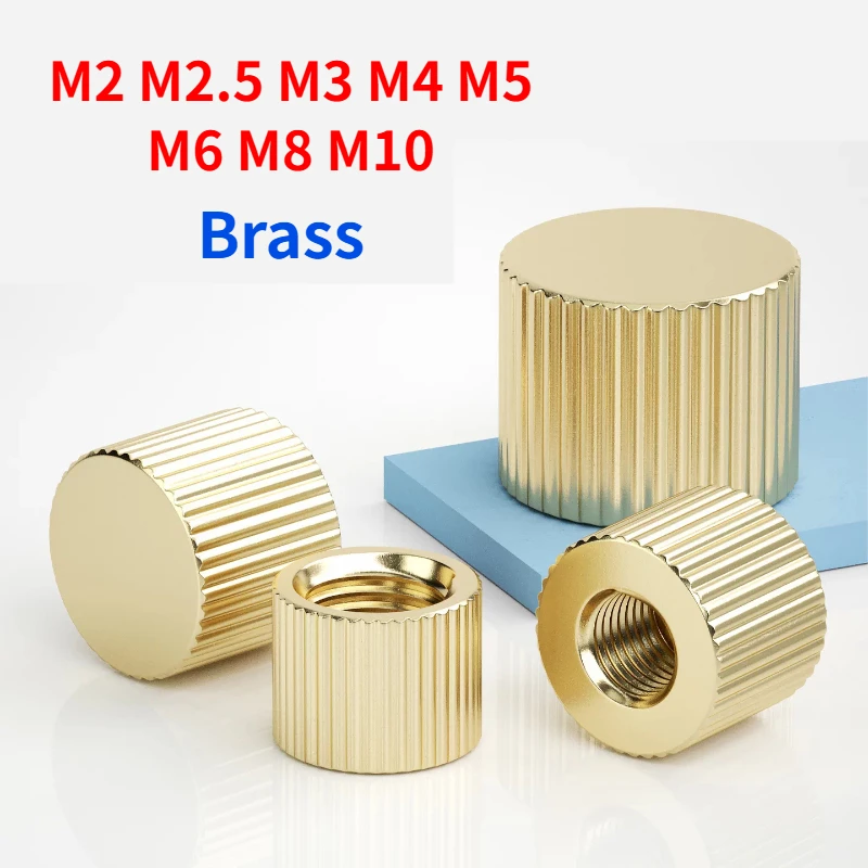10/20pcs M2 M2.5 M3 M4 M5 M6 M8 M10 Brass Small Head Knurled Thumb Nut Hand Tighten Nut Flat Head Blind Knurled Thumb Nut